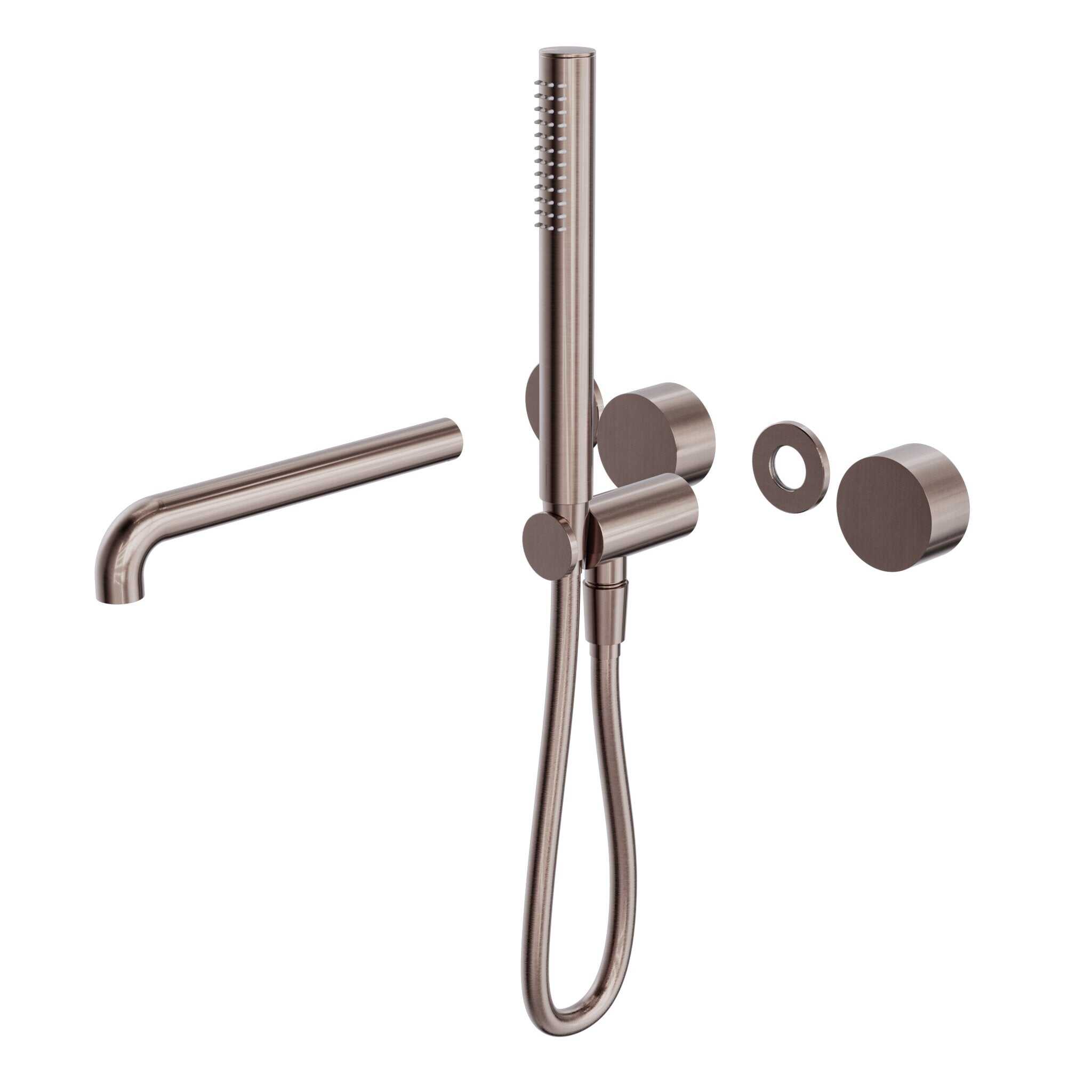 NERO KARA PROGRESSIVE SHOWER SYSTEM SEPARATE PLATE WITH SPOUT 230MM TRIM KITS ONLY BRUSHED BRONZE