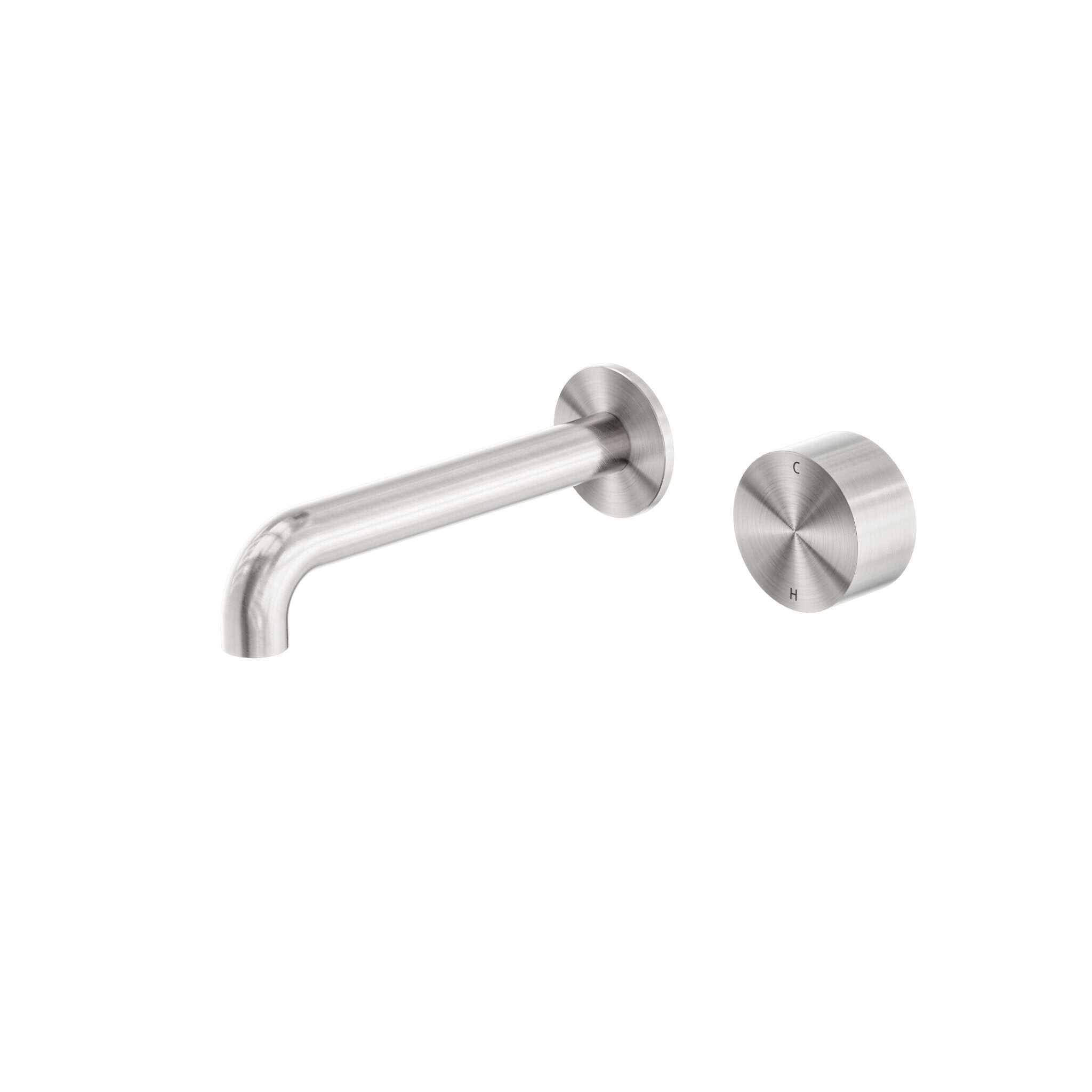 NERO KARA PROGRESSIVE WALL BASIN/BATH SET 185MM BRUSHED NICKEL