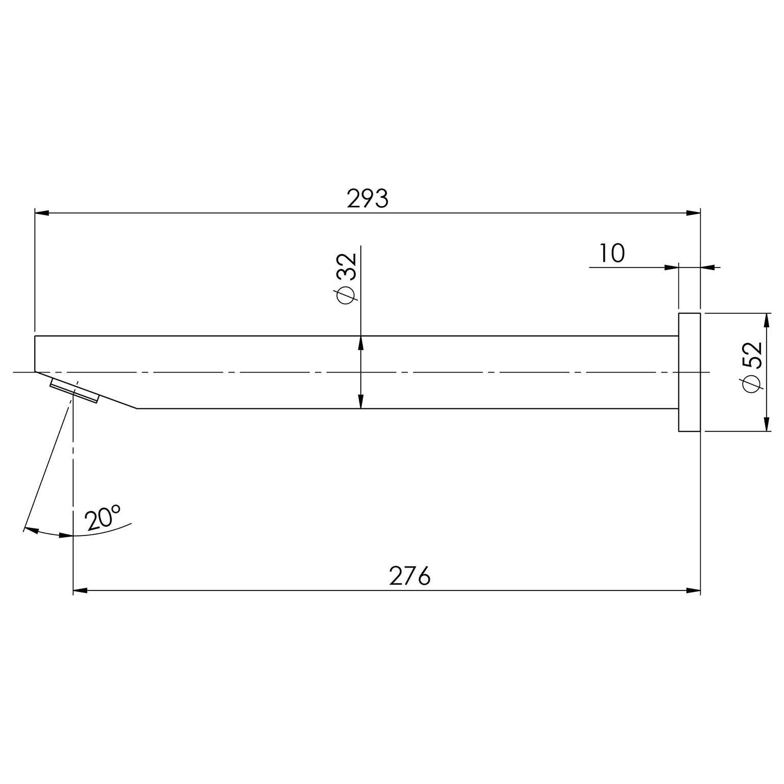 Phoenix Vivid Wall Bath Outlet 32x300mm Angled