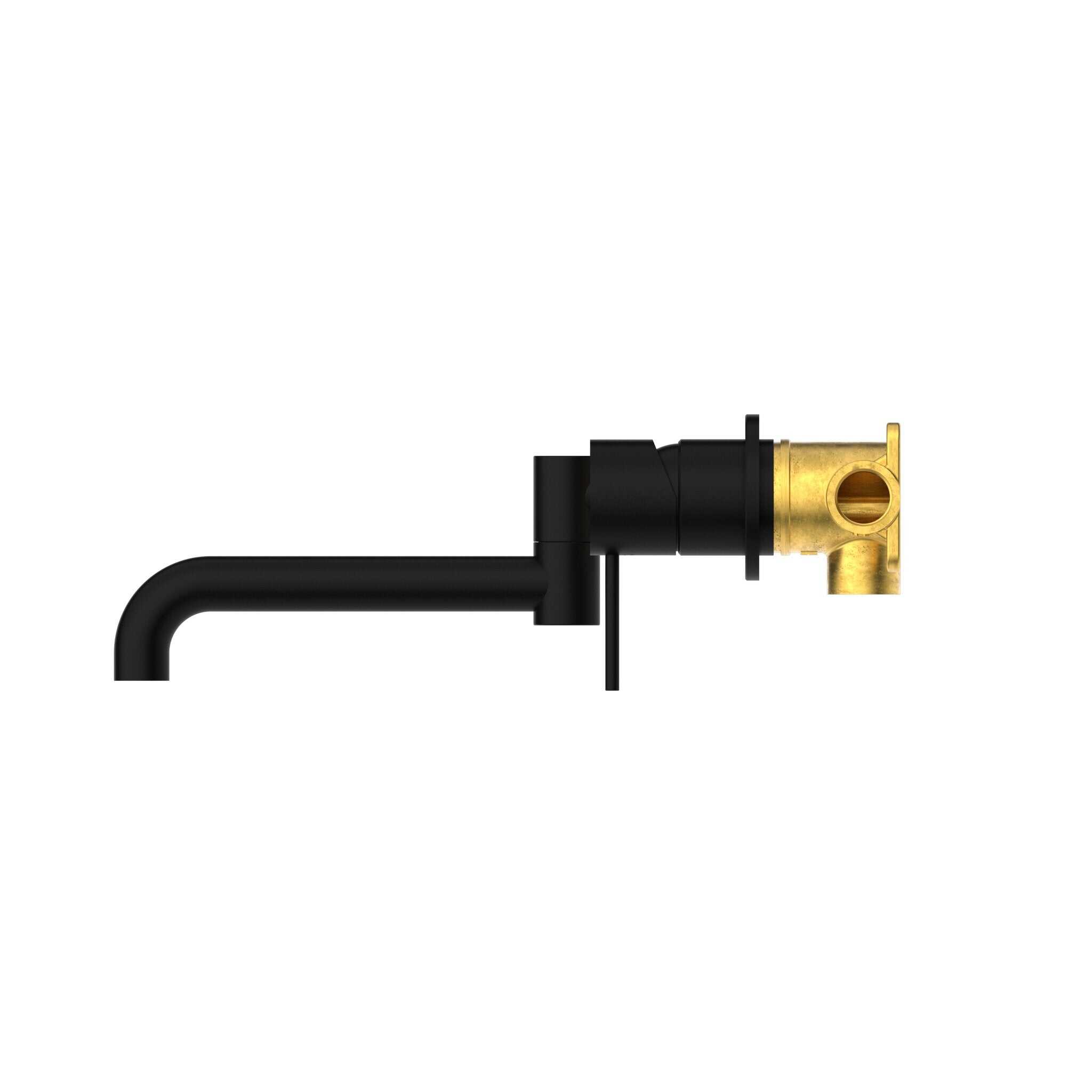 NERO MECCA WALL BASIN/BATH MIXER SWIVEL SPOUT 225MM MATTE BLACK