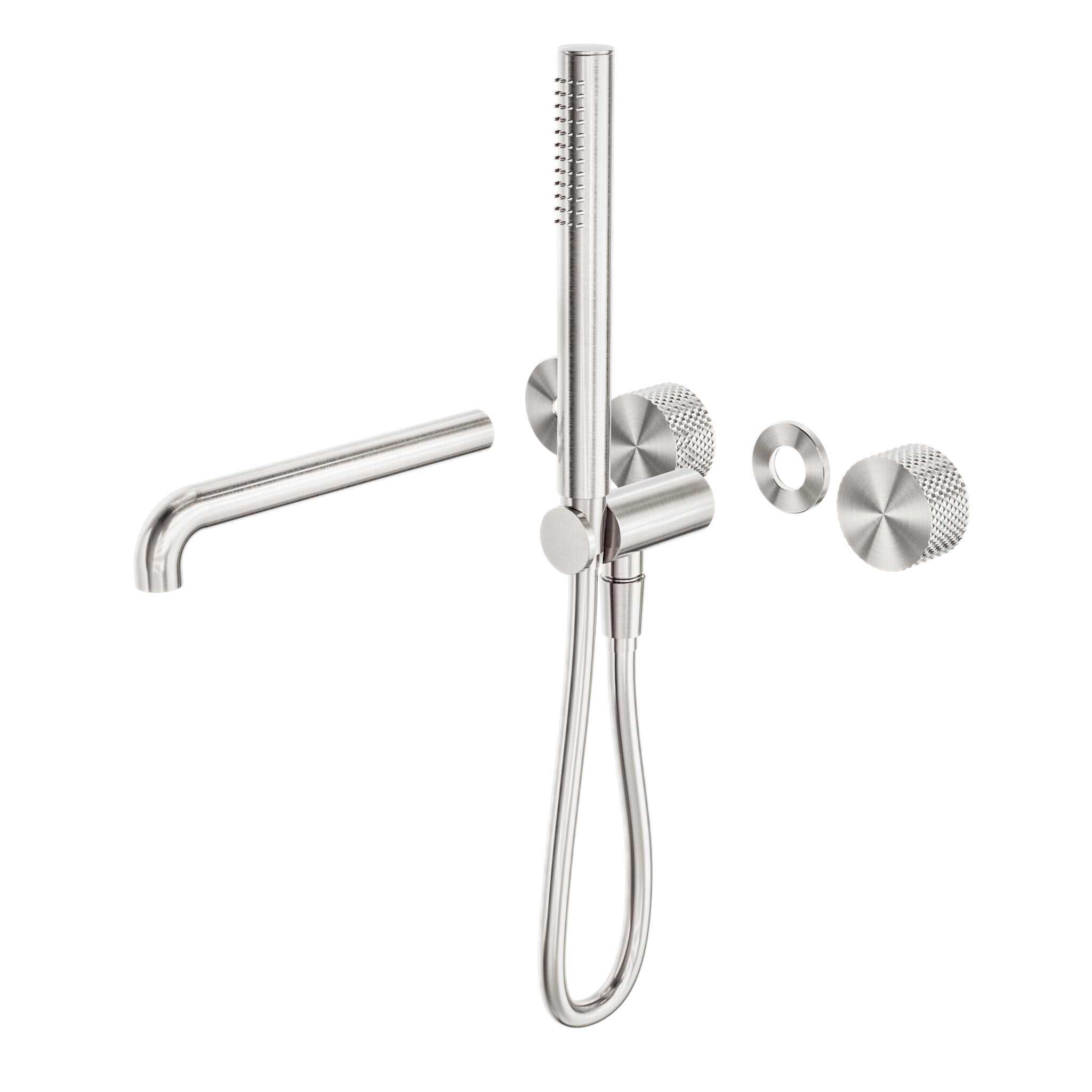 NERO OPAL PROGRESSIVE SHOWER SYSTEM SEPARATE PLATE WITH SPOUT 230MM TRIM KITS ONLY BRUSHED NICKEL