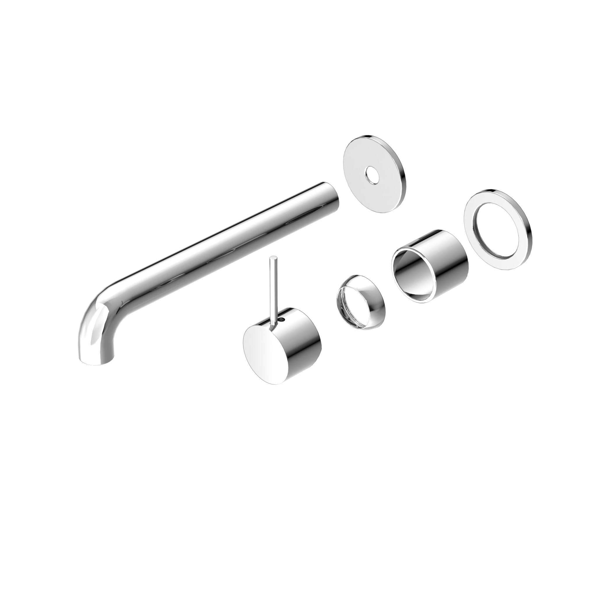 NERO MECCA WALL BASIN/BATH MIXER SEPARETE BACK PLATE HANDLE UP 230MM TRIM KITS ONLY CHROME