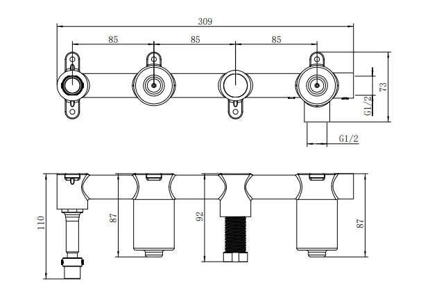 NERO PREMIUM UNIVERSAL PROGRESSIVE SHOWER SYSTEM WITH SPOUT BODY ONLY