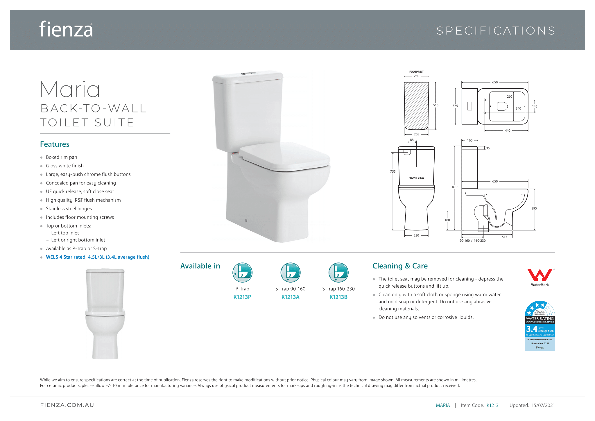 Back To Wall Toilet Suite