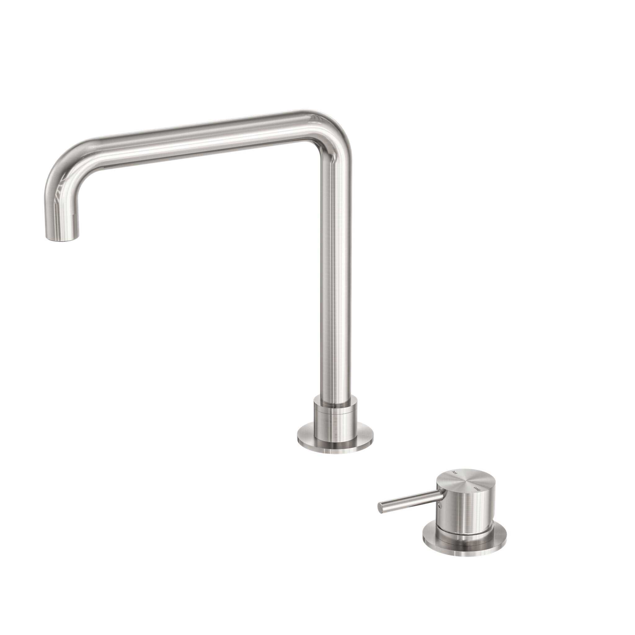 NERO MECCA HOB BASIN MIXER SQUARE SWIVEL SPOUT BRUSHED NICKEL