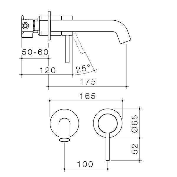 Caroma Liano II 175mm Wall Basin/Bath Mixer