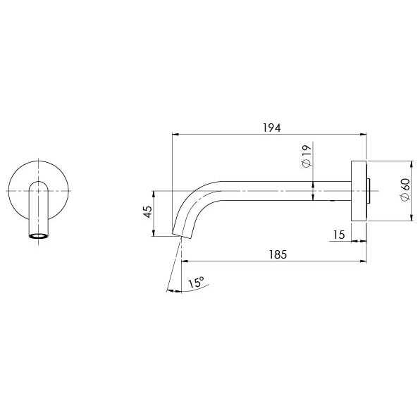 Phoenix Vivid Slimline Plus Wall Basin/ Bath Outlet 180mm