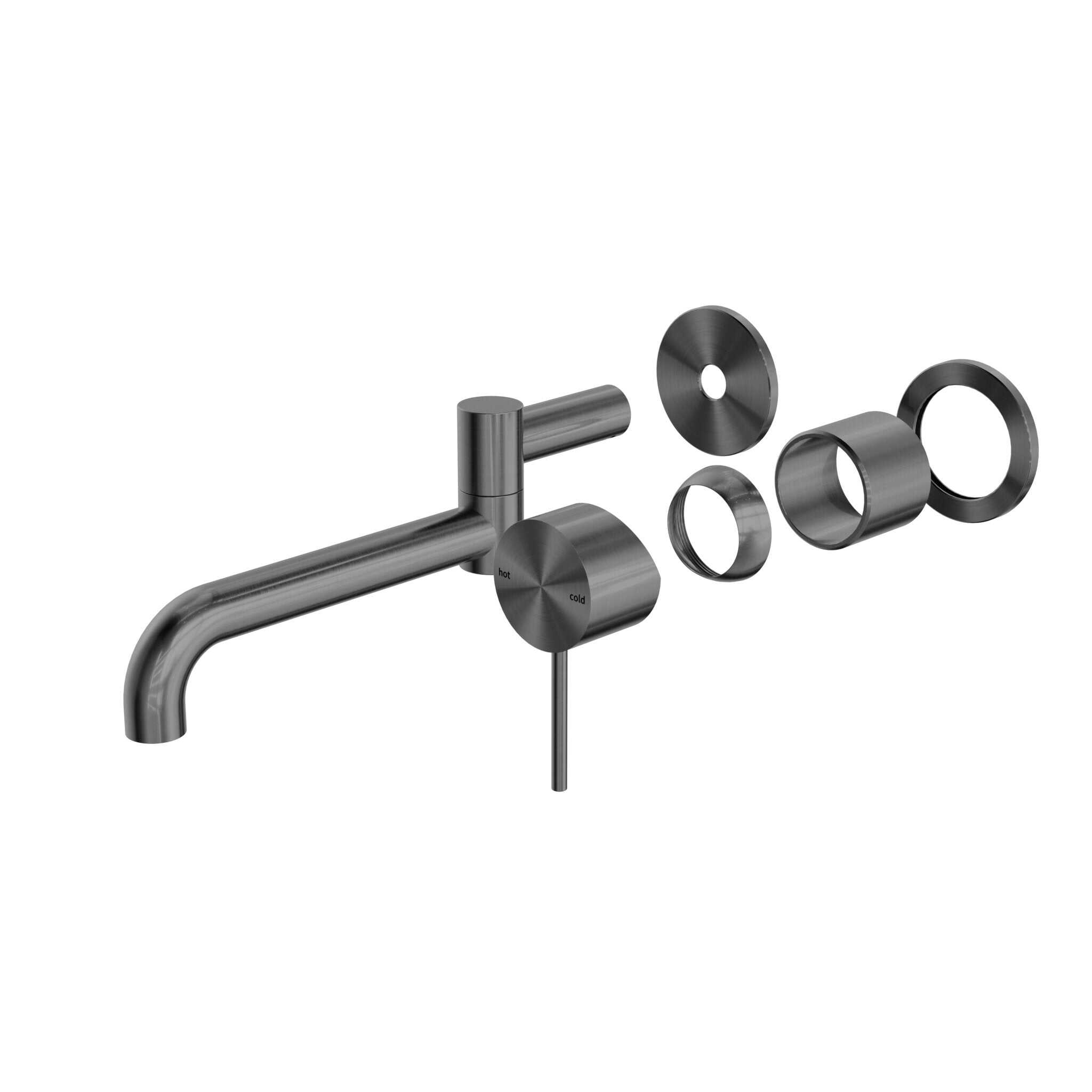 NERO MECCA WALL BASIN/BATH MIXER SWIVEL SPOUT 225MM TRIM KITS ONLY GUN METAL