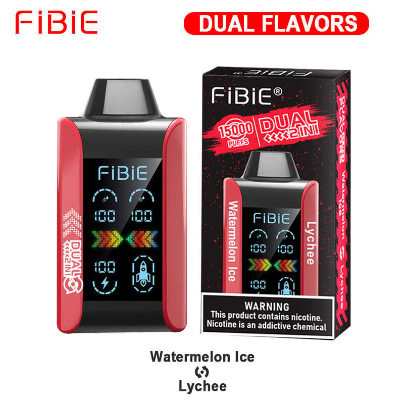 WATERMELON ICE & LYCHEE - FIBIE 15000 PUFFS Dual Flavors Disposable Vape