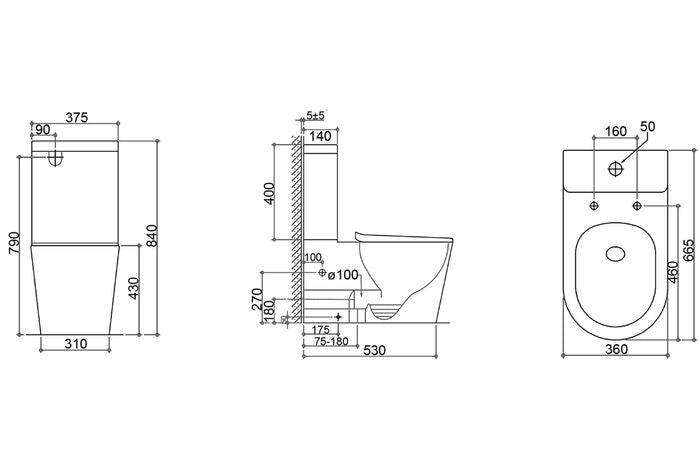 Feanza Tornado Back to Wall Toilet Suite