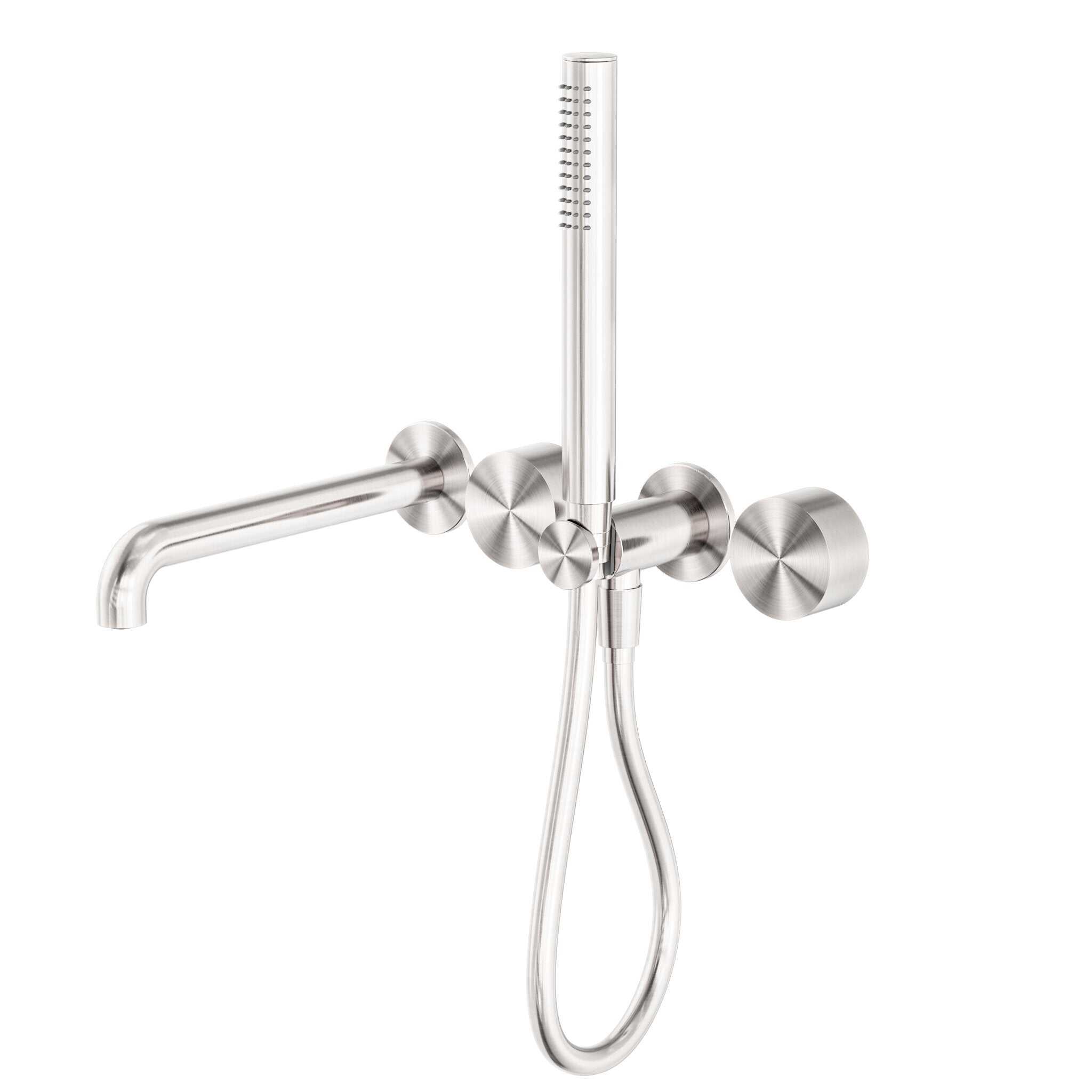 NERO KARA PROGRESSIVE SHOWER SYSTEM SEPARATE PLATE WITH SPOUT 250MM BRUSHED NICKEL