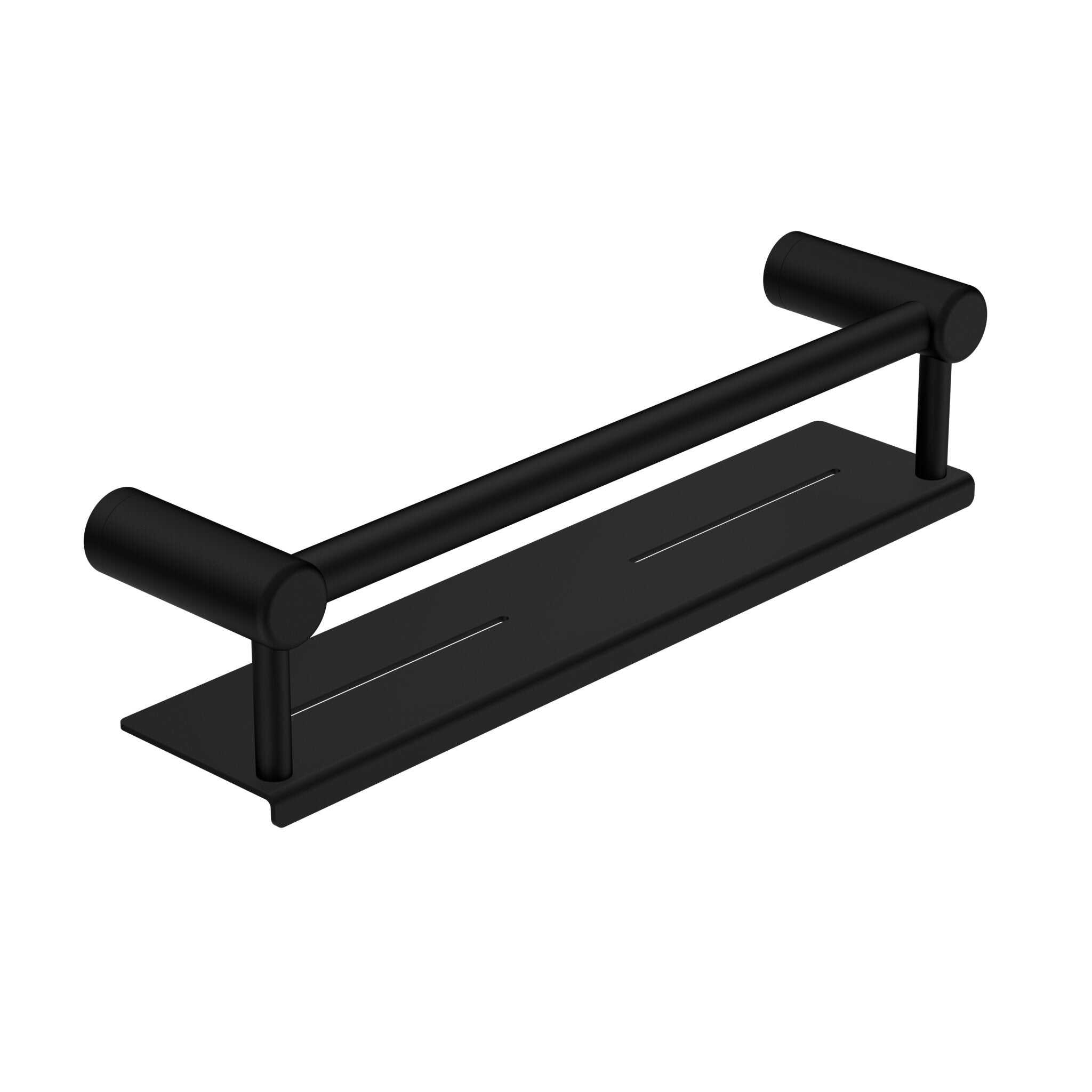 NERO MECCA CARE 25MM GRAB RAIL WITH SHELF 450MM MATTE BLACK