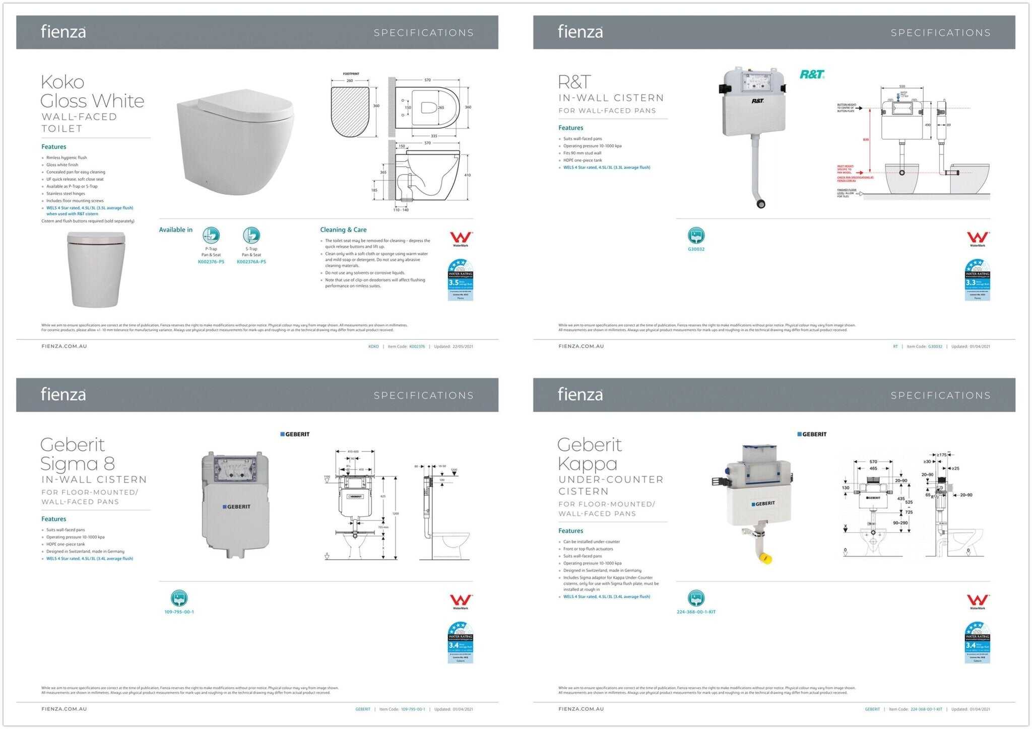 Fienza Koko Concealed Wall Faced Toilet Suite