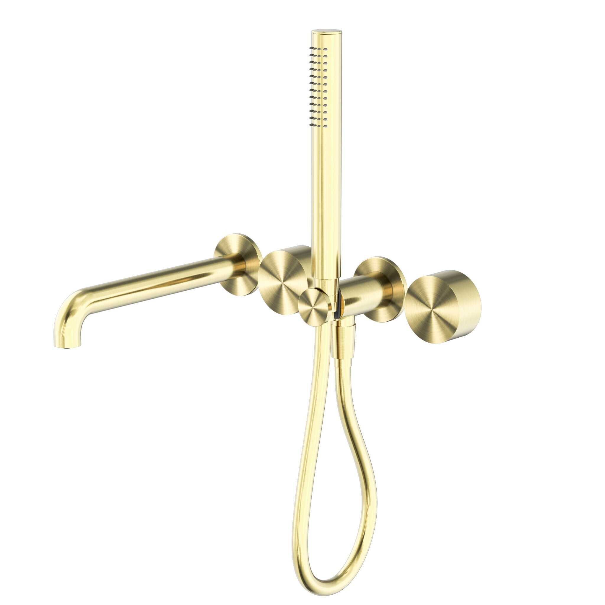 NERO KARA PROGRESSIVE SHOWER SYSTEM SEPARATE PLATE WITH SPOUT 230MM BRUSHED GOLD