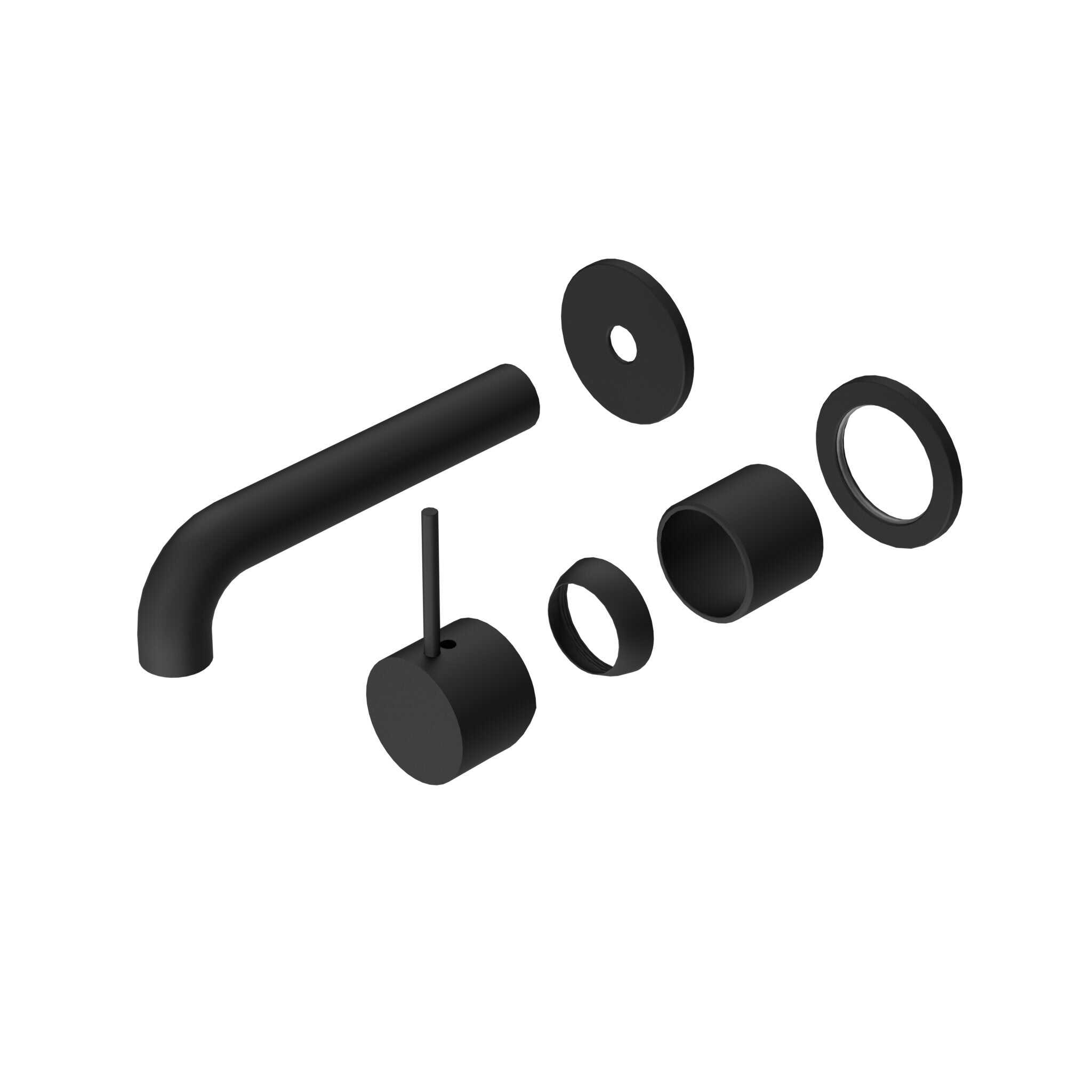 NERO MECCA WALL BASIN/BATH MIXER SEPARETE BACK PLATE HANDLE UP 160MM TRIM KITS ONLY MATTE BLACK