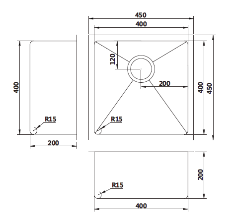 Handmade 450mm Sink