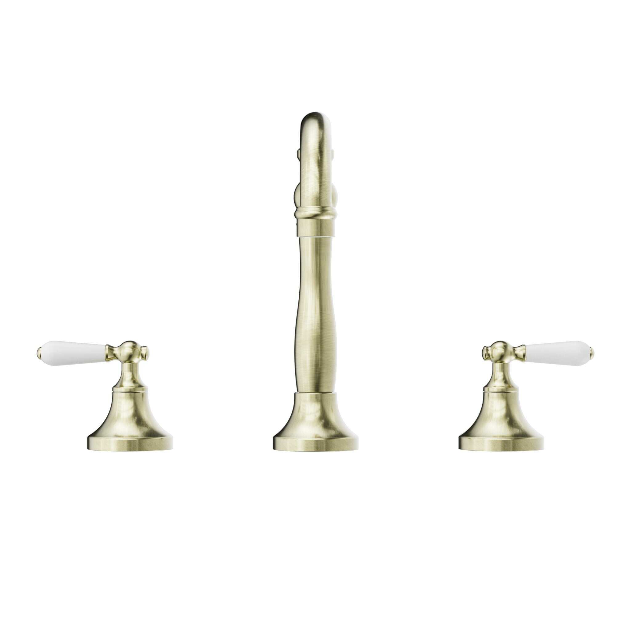 NERO YORK BASIN SET WITH WHITE PORCELAIN LEVER AGED BRASS