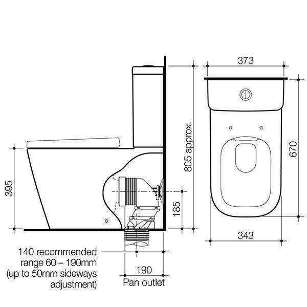 Caroma Luna Square Cleanflush® Wall Faced Toilet Suite