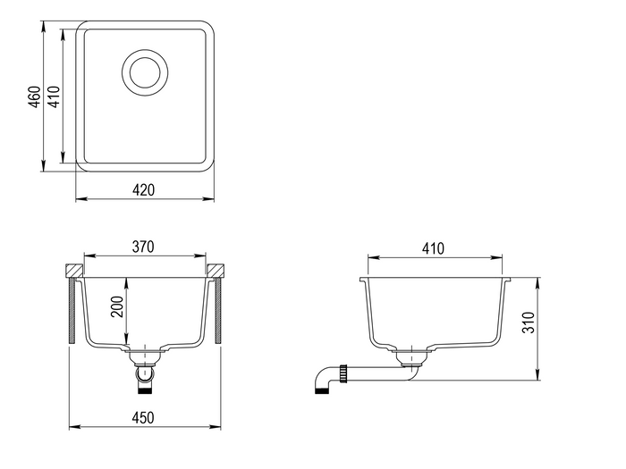 Milano Granite 420mm Sink Made In Europe