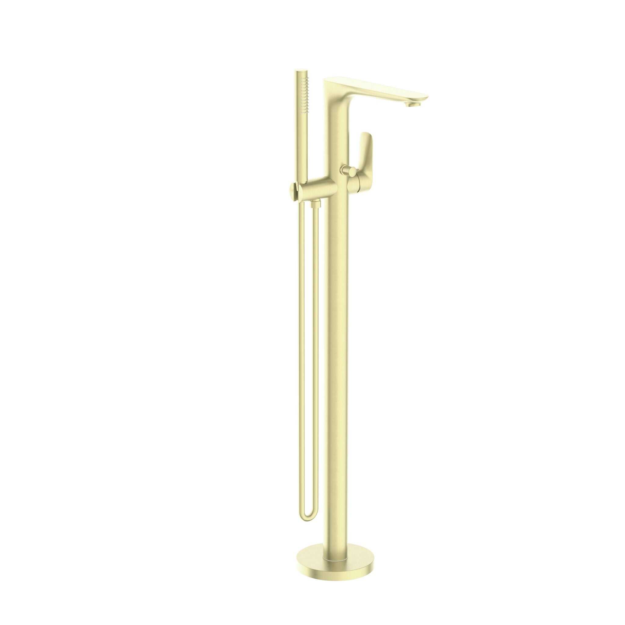 NERO BIANCA FREESTANDING BATH MIXER WITH HAND SHOWER BRUSHED GOLD