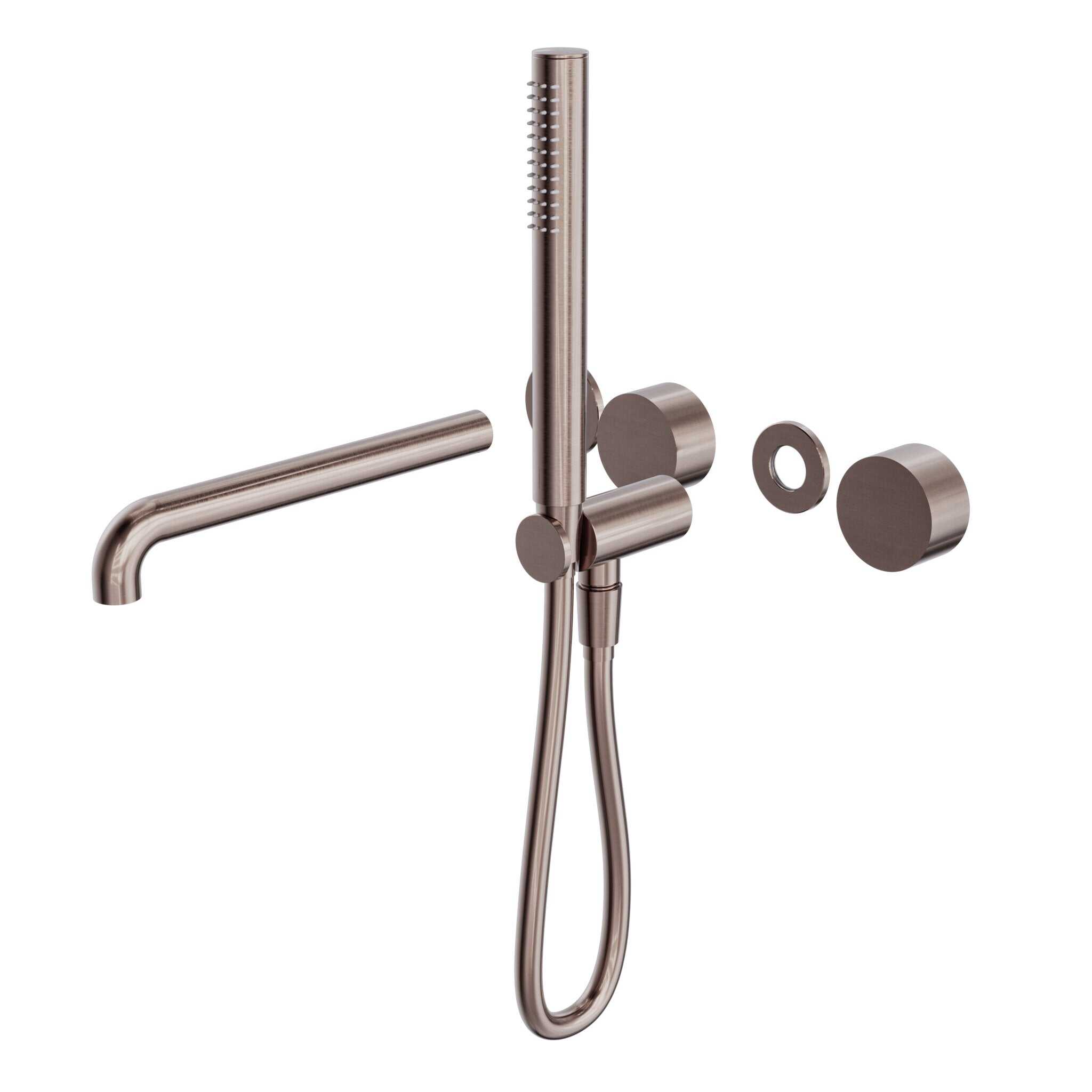 NERO KARA PROGRESSIVE SHOWER SYSTEM SEPARATE PLATE WITH SPOUT 250MM TRIM KITS ONLY BRUSHED BRONZE