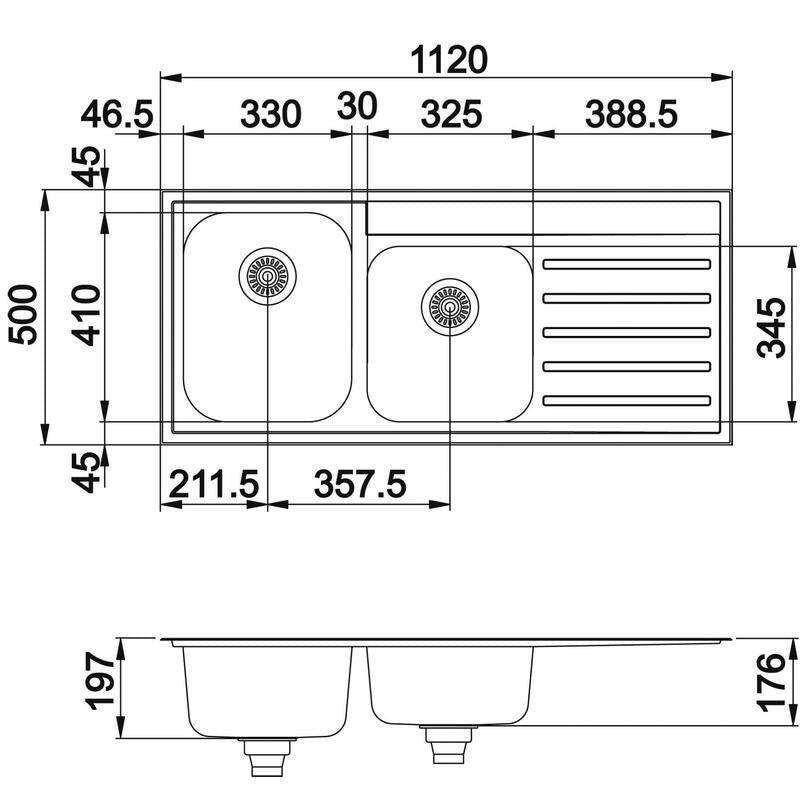 Clark Quatro 1120mm 1.75 Double Bowl Sink