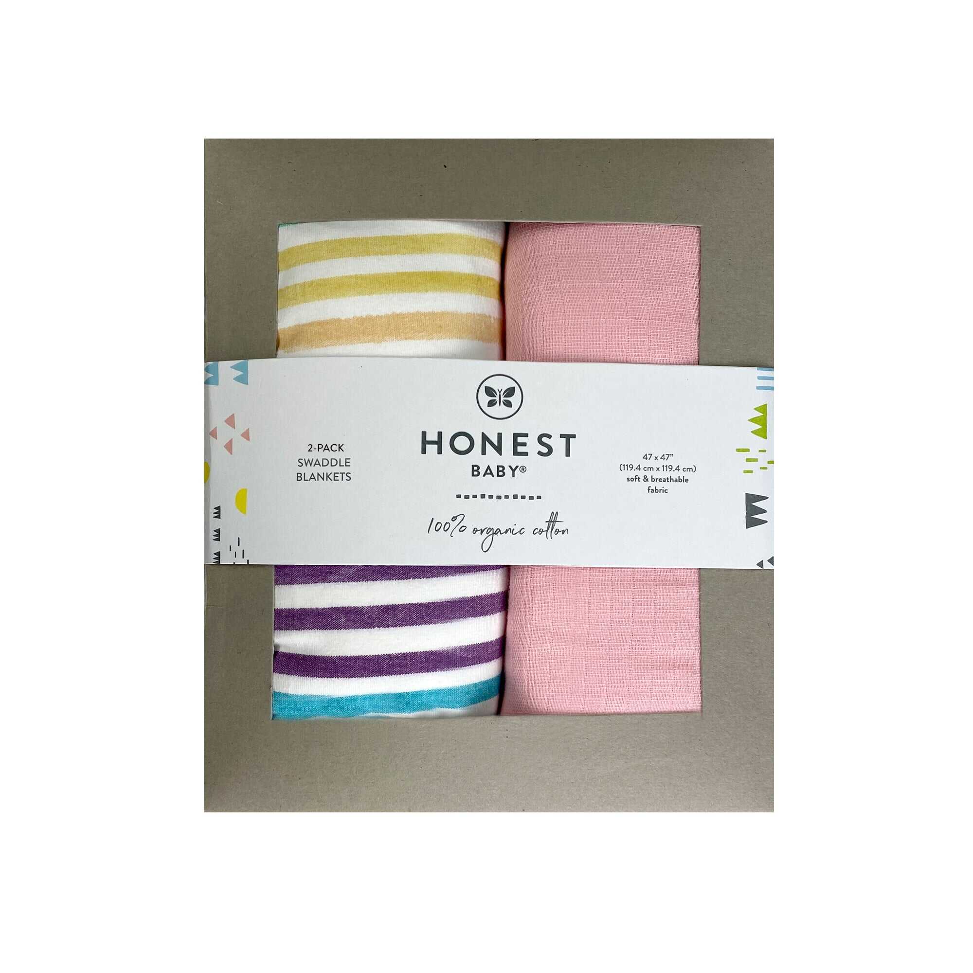 SNUGGLE TIME 2-Pack Organic Cotton Swaddle Blankets Gift Set