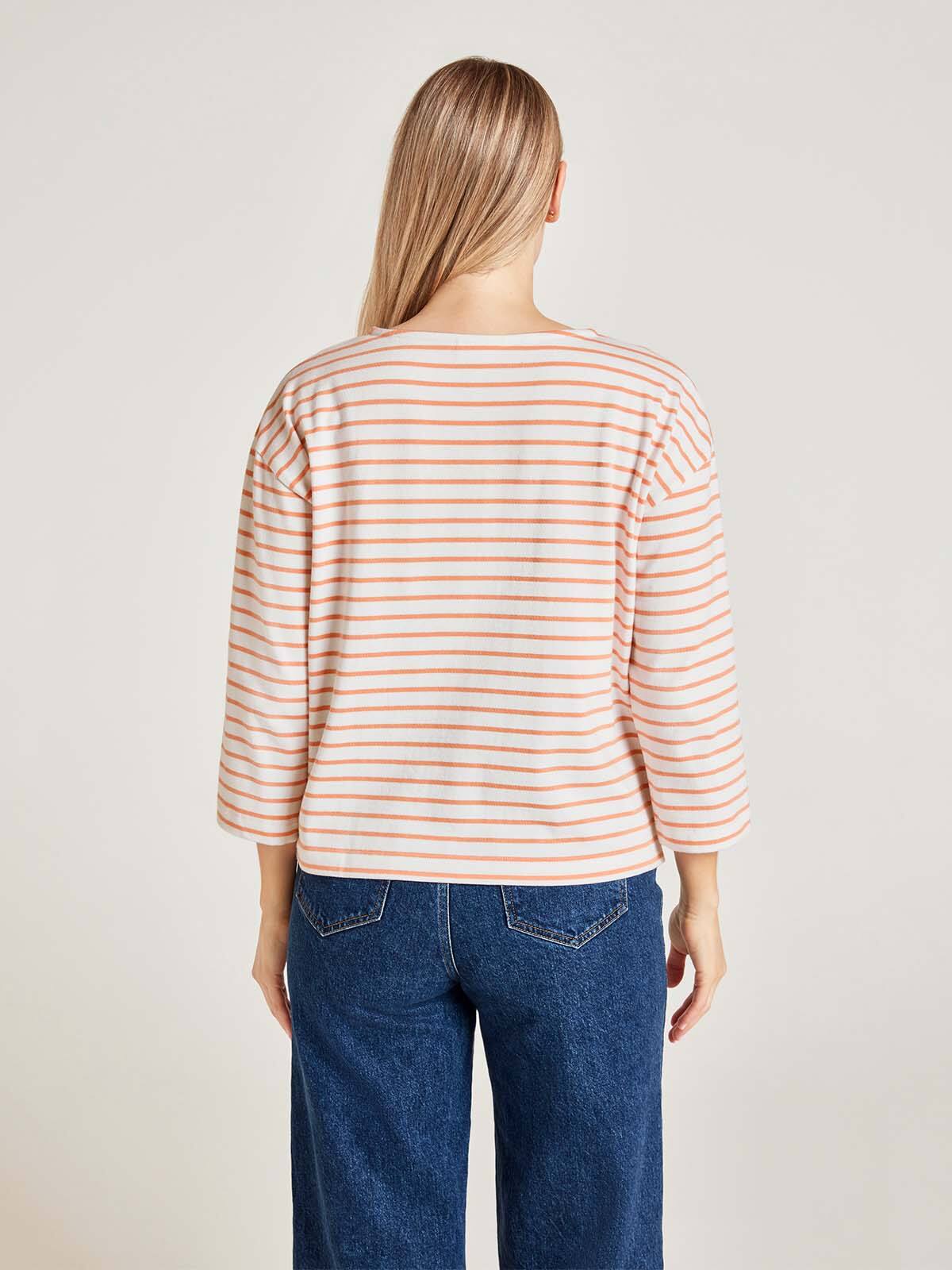 Coral Orange Striped Top