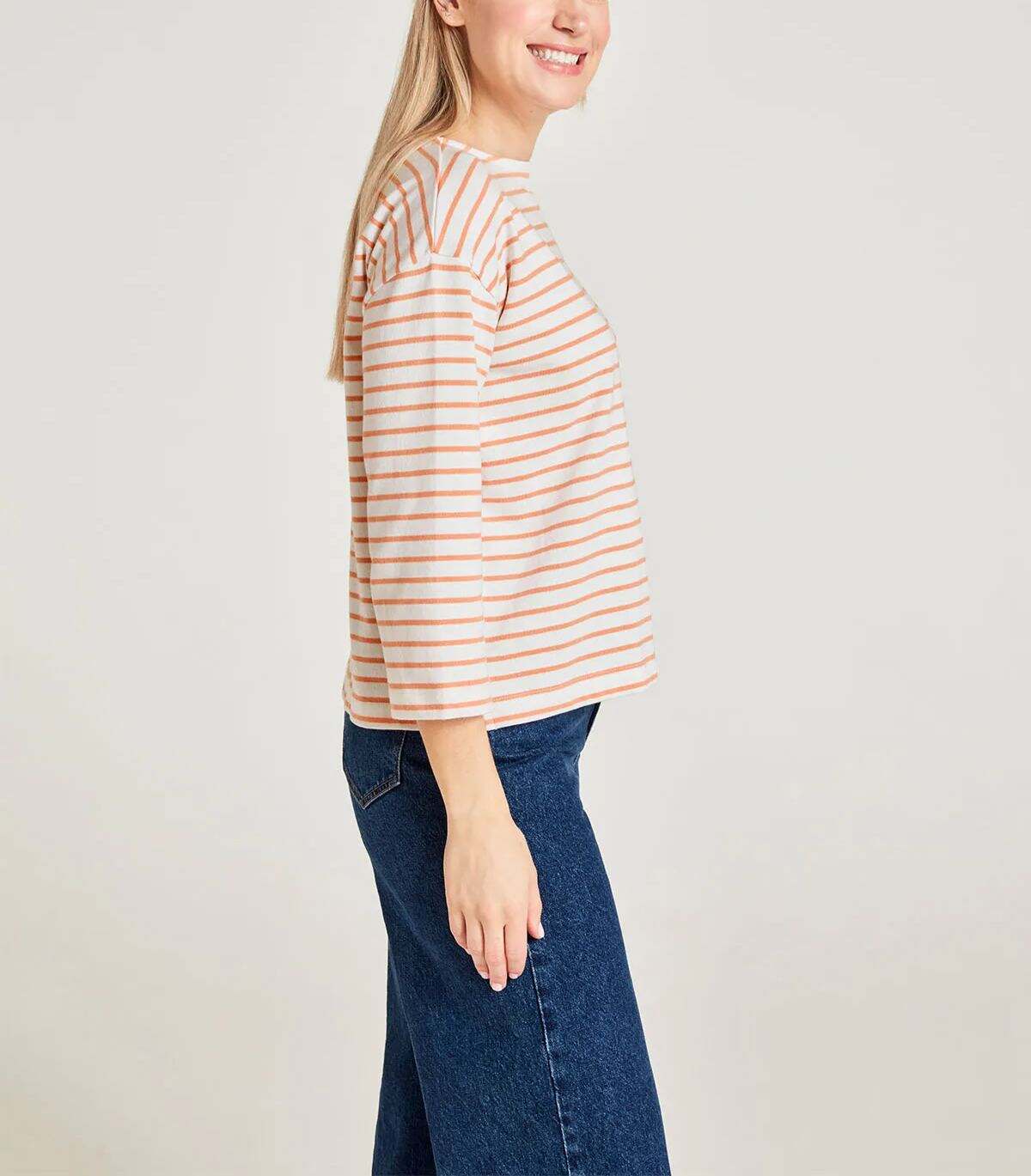 Coral Orange Striped Top