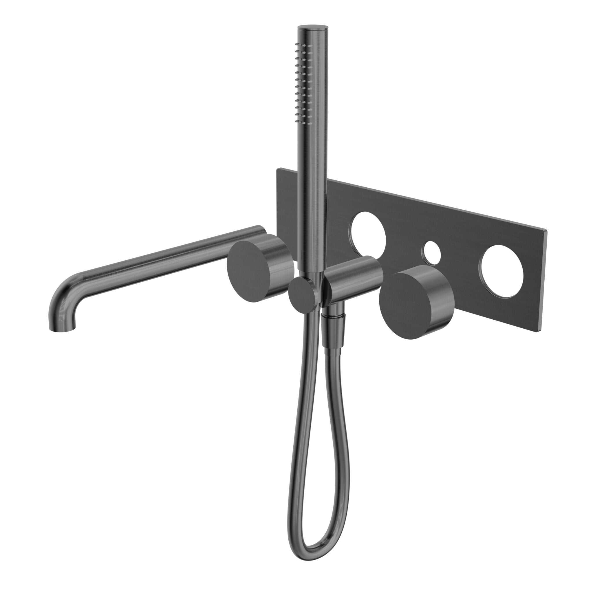 NERO KARA PROGRESSIVE SHOWER SYSTEM WITH SPOUT 250MM TRIM KITS ONLY GUN METAL