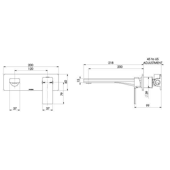 Wall Basin/ Bath Mixer Set 200mm