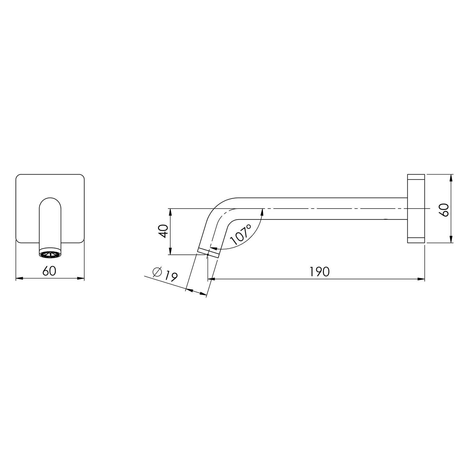 Phoenix Toi Wall Basin/ Bath Outlet 180mm