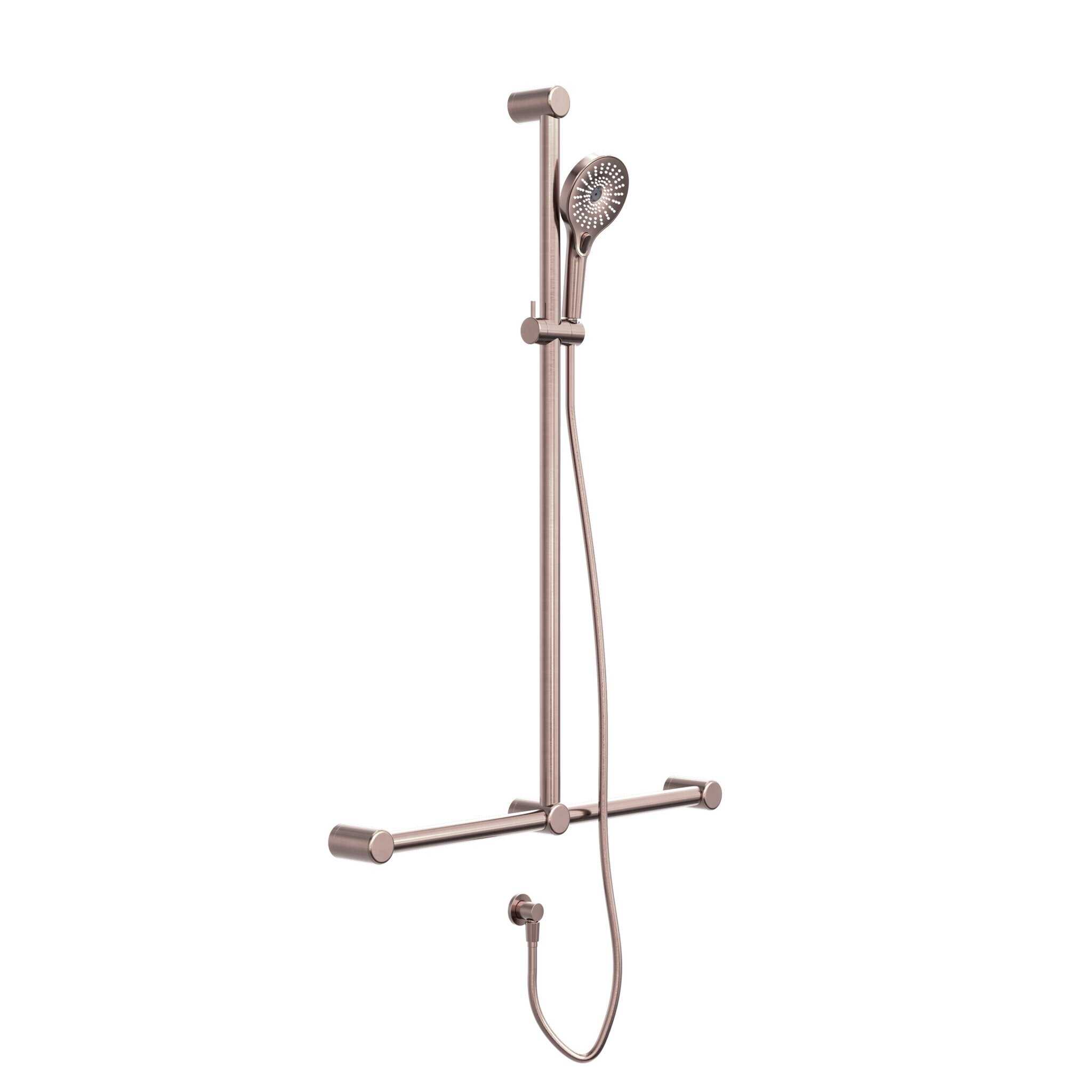 32MM T BAR GRAB RAIL AND ADJUSTABLE SHOWER SET 1100X750MM BRUSHED BRONZE