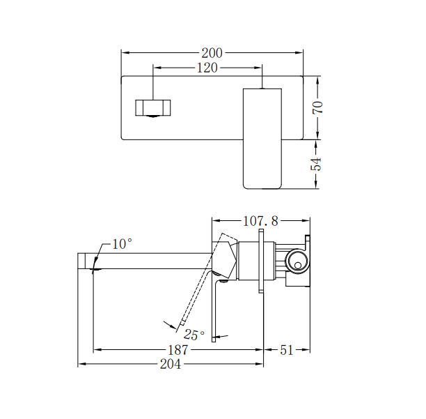 WALL BASIN/BATH MIXER BRUSHED NICKEL