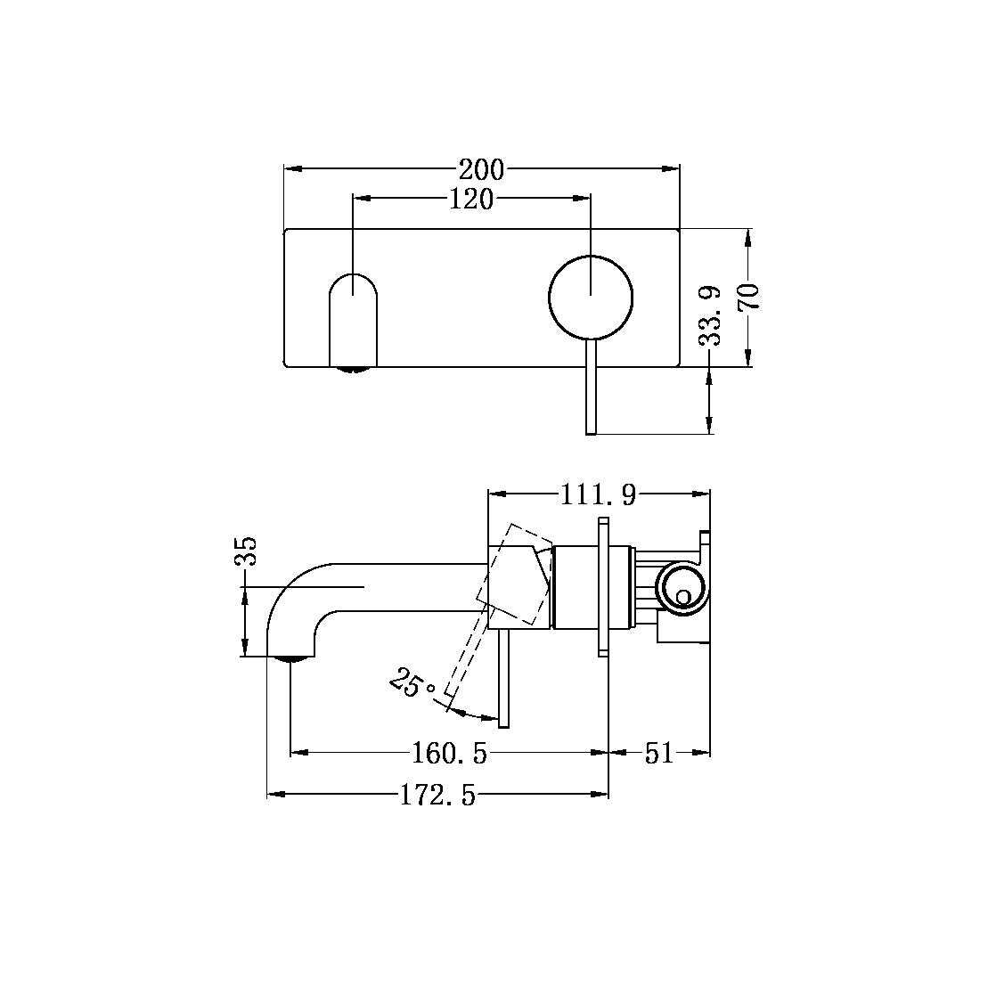 Nero Mecca Wall Basin/Bath Mixer