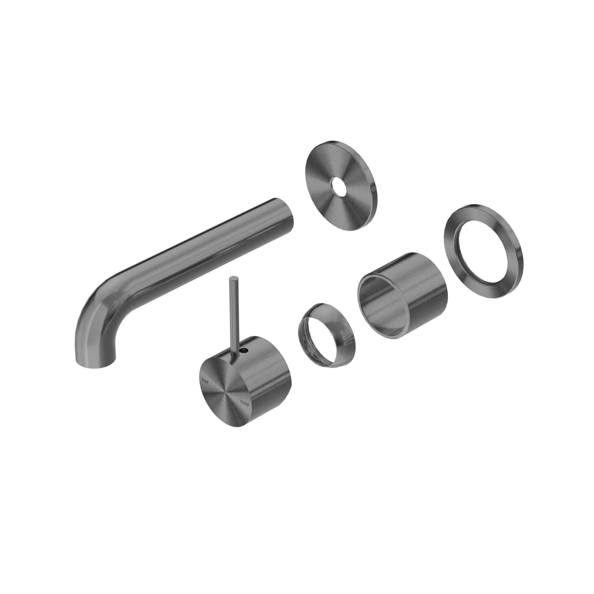 NERO MECCA WALL BASIN/BATH MIXER SEPARETE BACK PLATE HANDLE UP 160MM TRIM KITS ONLY GUN METAL