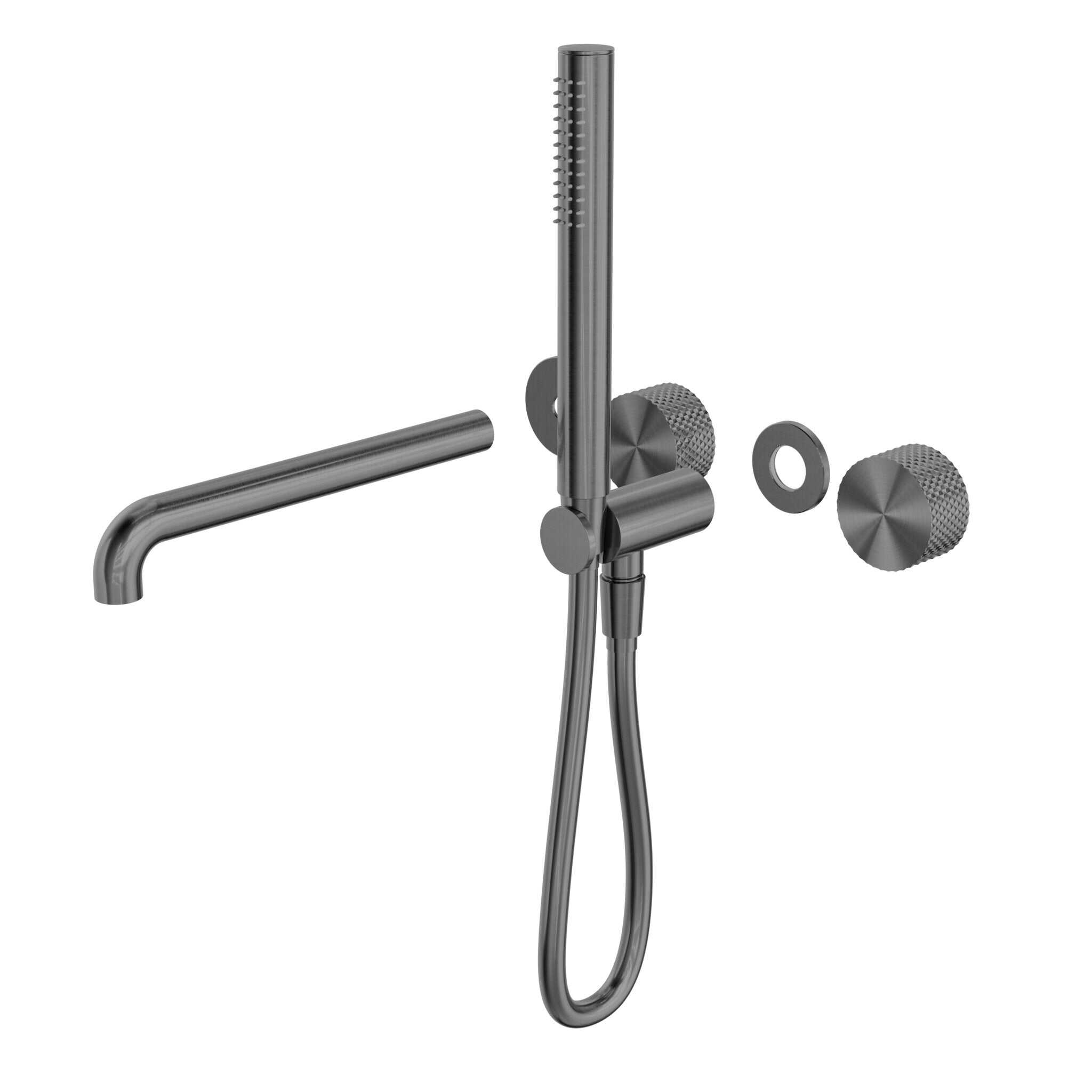 NERO OPAL PROGRESSIVE SHOWER SYSTEM SEPARATE PLATE WITH SPOUT 250MM TRIM KITS ONLY GRAPHITE