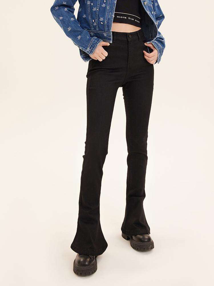 Black Flared Sheath Jeans