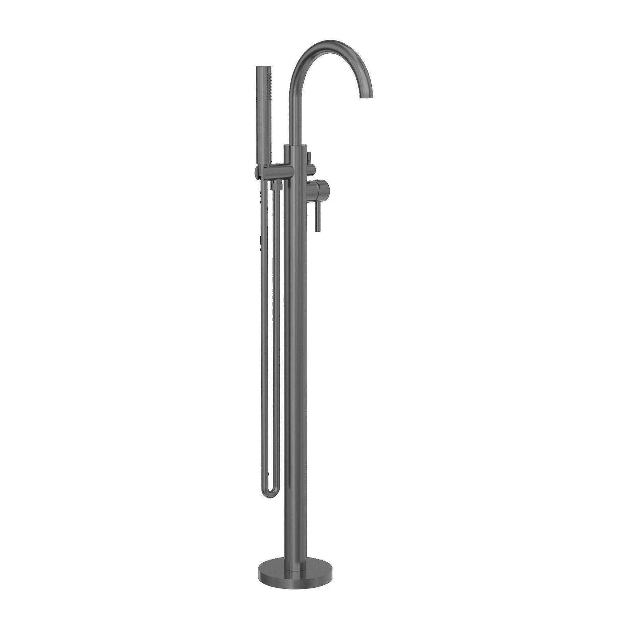 NERO MECCA ROUND FREESTANDING MIXER WITH HAND SHOWER GUN METAL