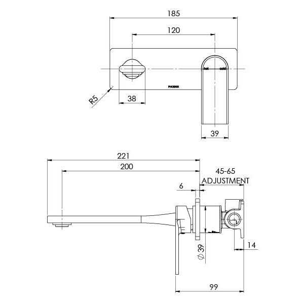 Wall Basin / Bath Mixer Set 200mm