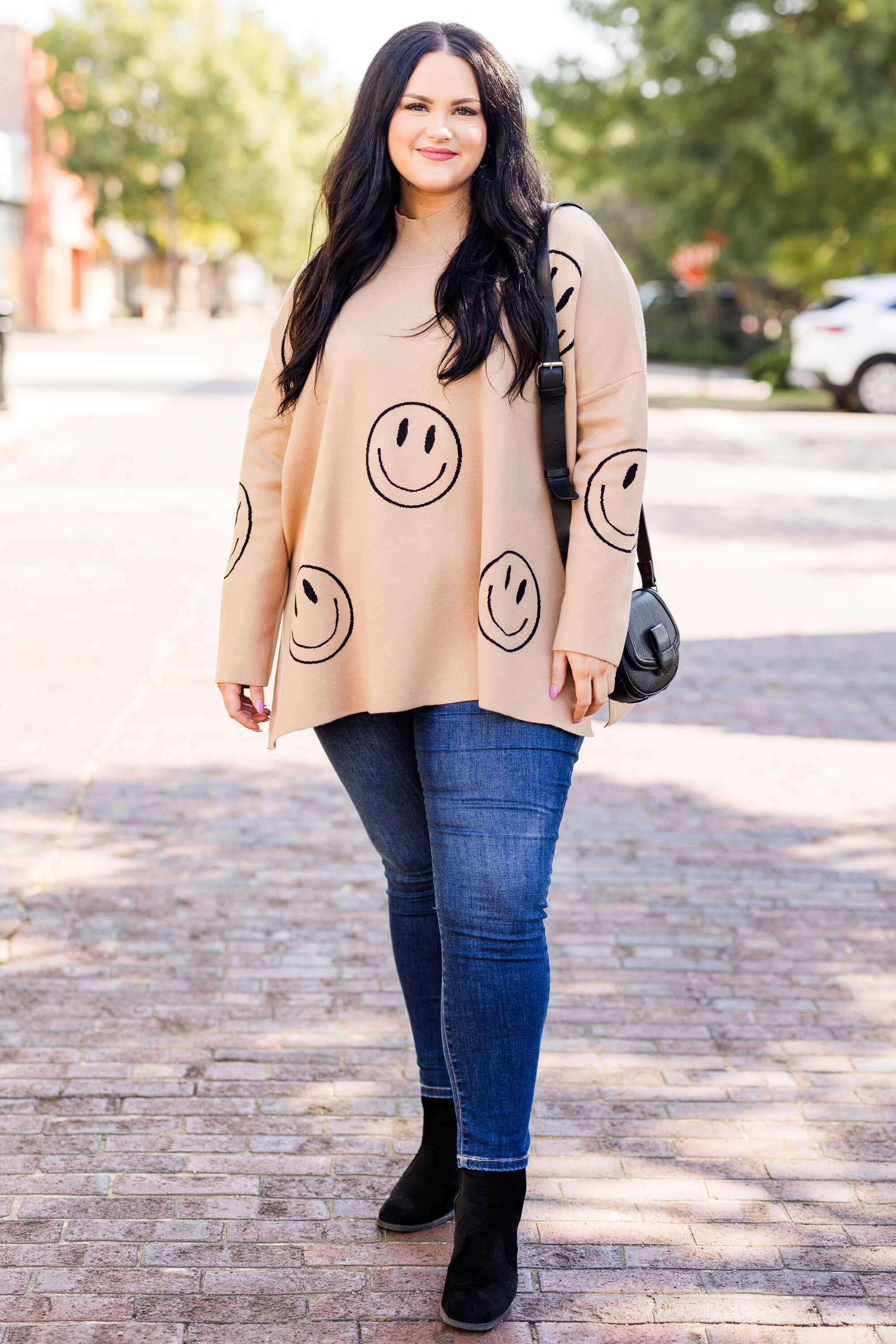 Smile Today Sweater, Mocha