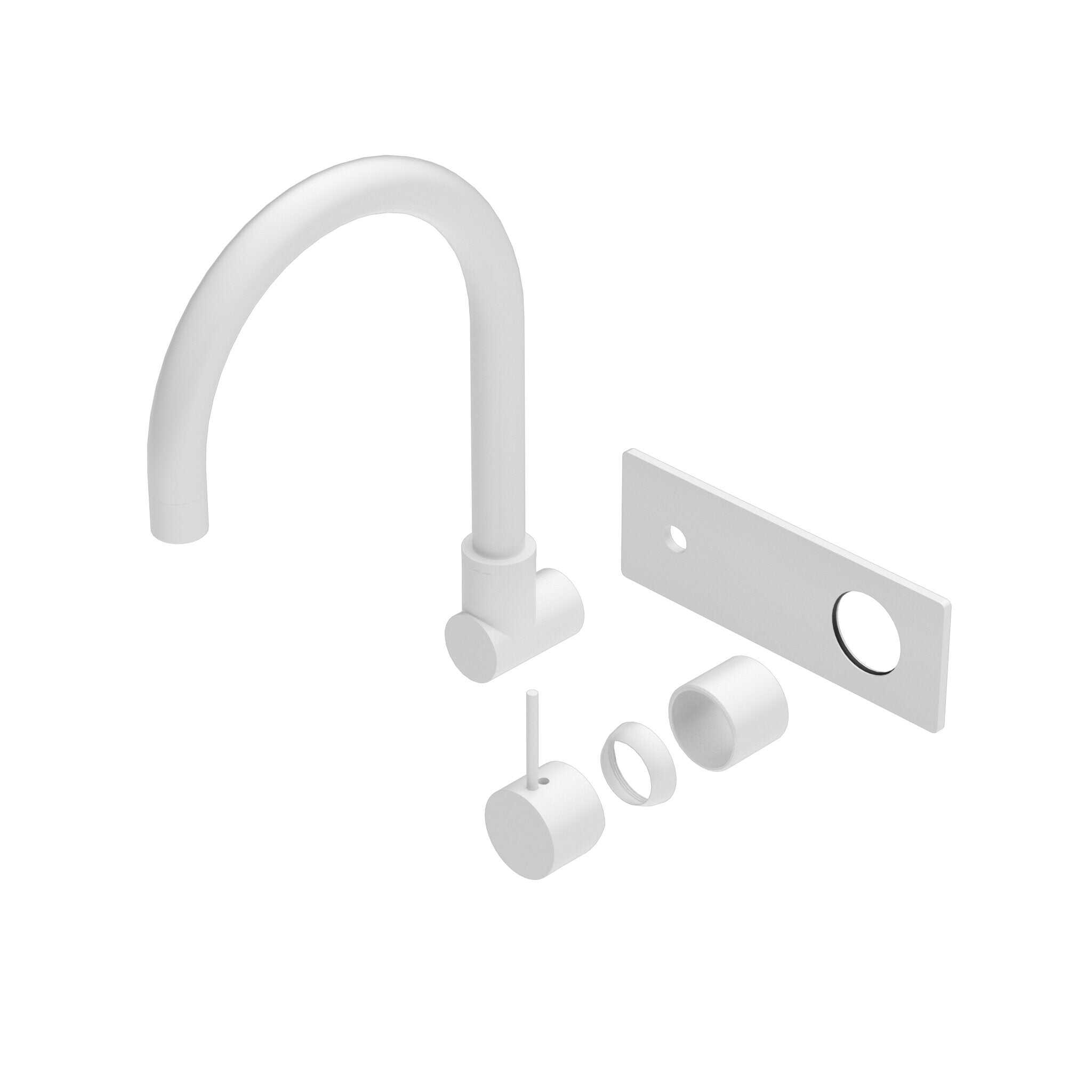 NERO MECCA WALL BASIN/BATH MIXER SWIVEL SPOUT HANDLE UP TRIM KITS ONLY MATTE WHITE