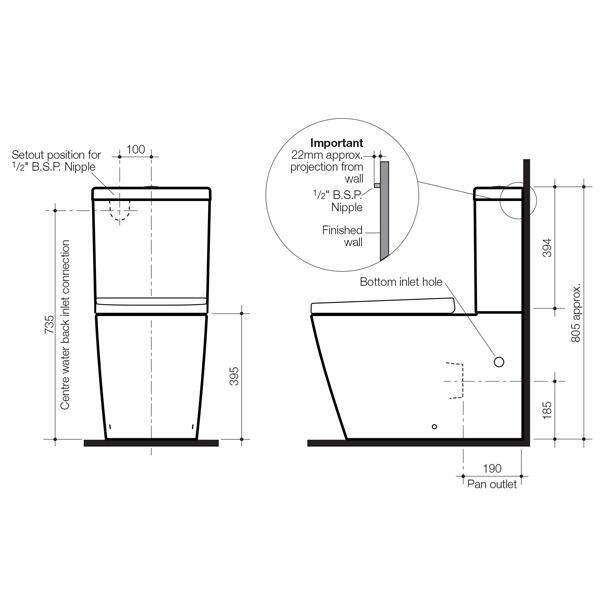 Caroma Luna Square Cleanflush® Wall Faced Toilet Suite