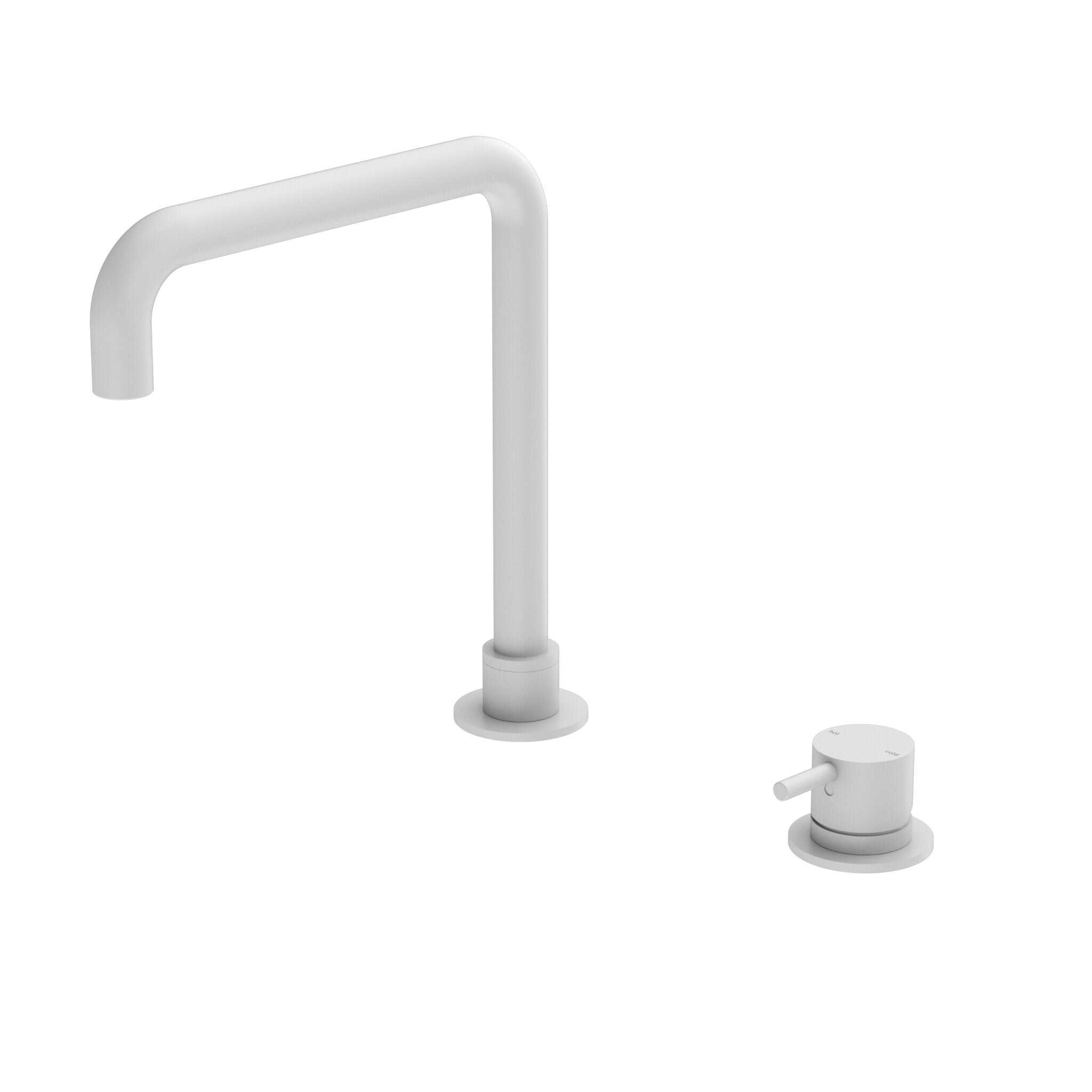 NERO MECCA HOB BASIN MIXER SQUARE SWIVEL SPOUT MATTE WHITE