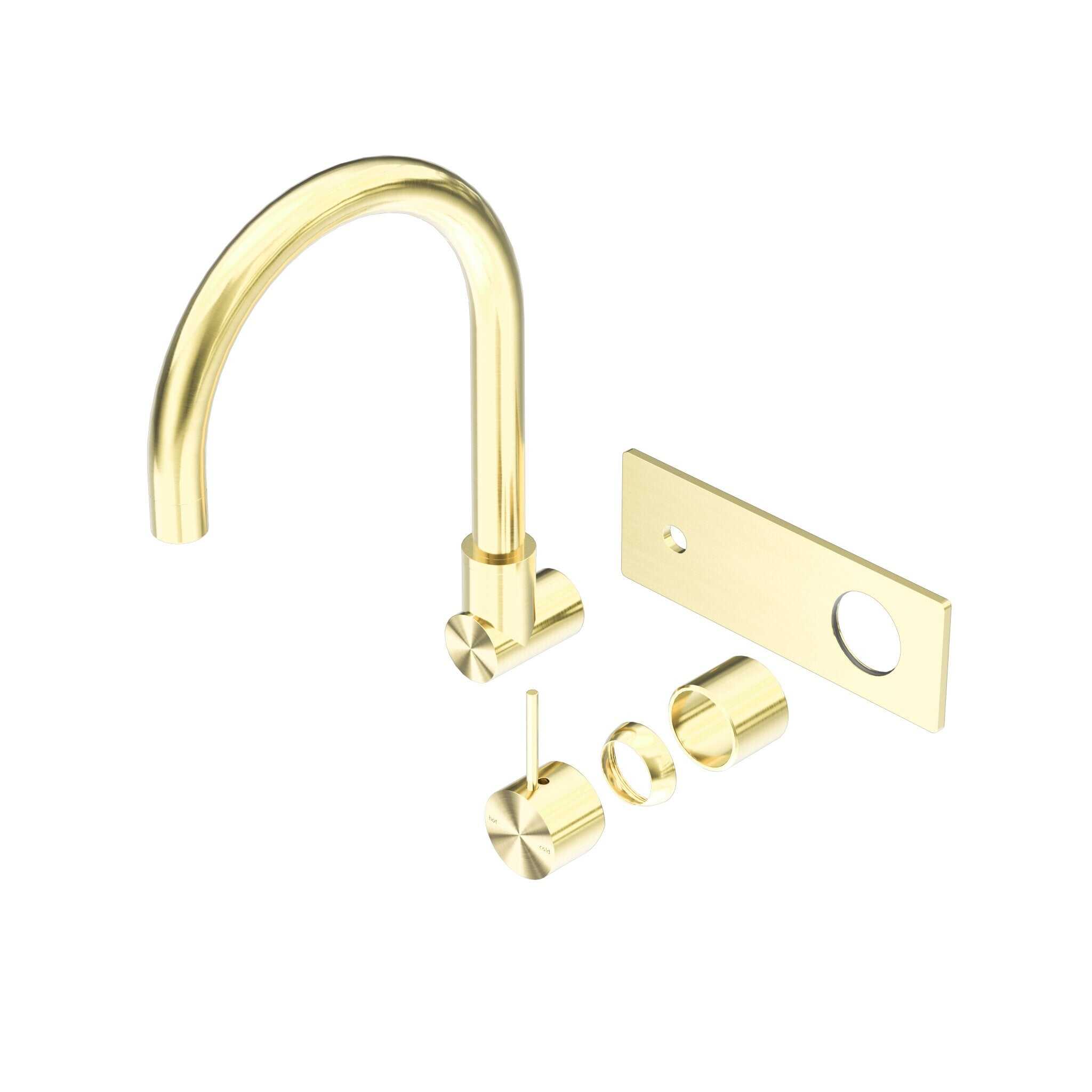 NERO MECCA WALL BASIN/BATH MIXER SWIVEL SPOUT HANDLE UP TRIM KITS ONLY BRUSHED GOLD