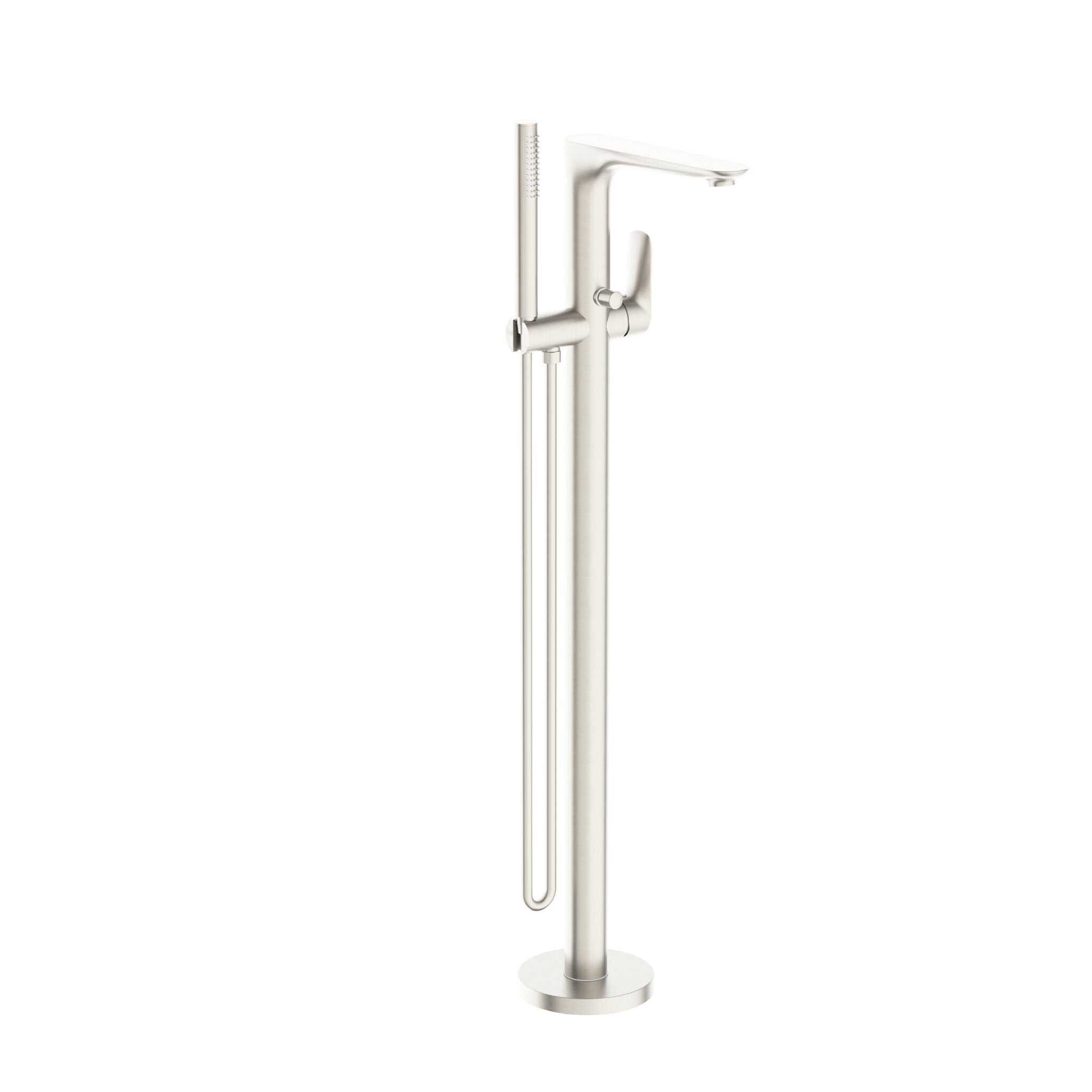 NERO BIANCA FREESTANDING BATH MIXER WITH HAND SHOWER BRUSHED NICKEL