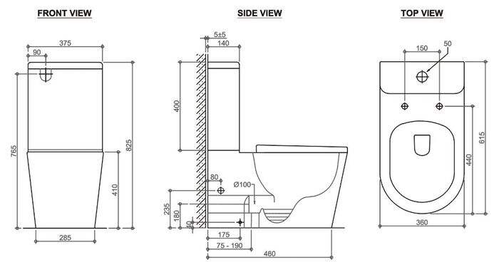 Back To Wall Toilet Suite-Matte Black