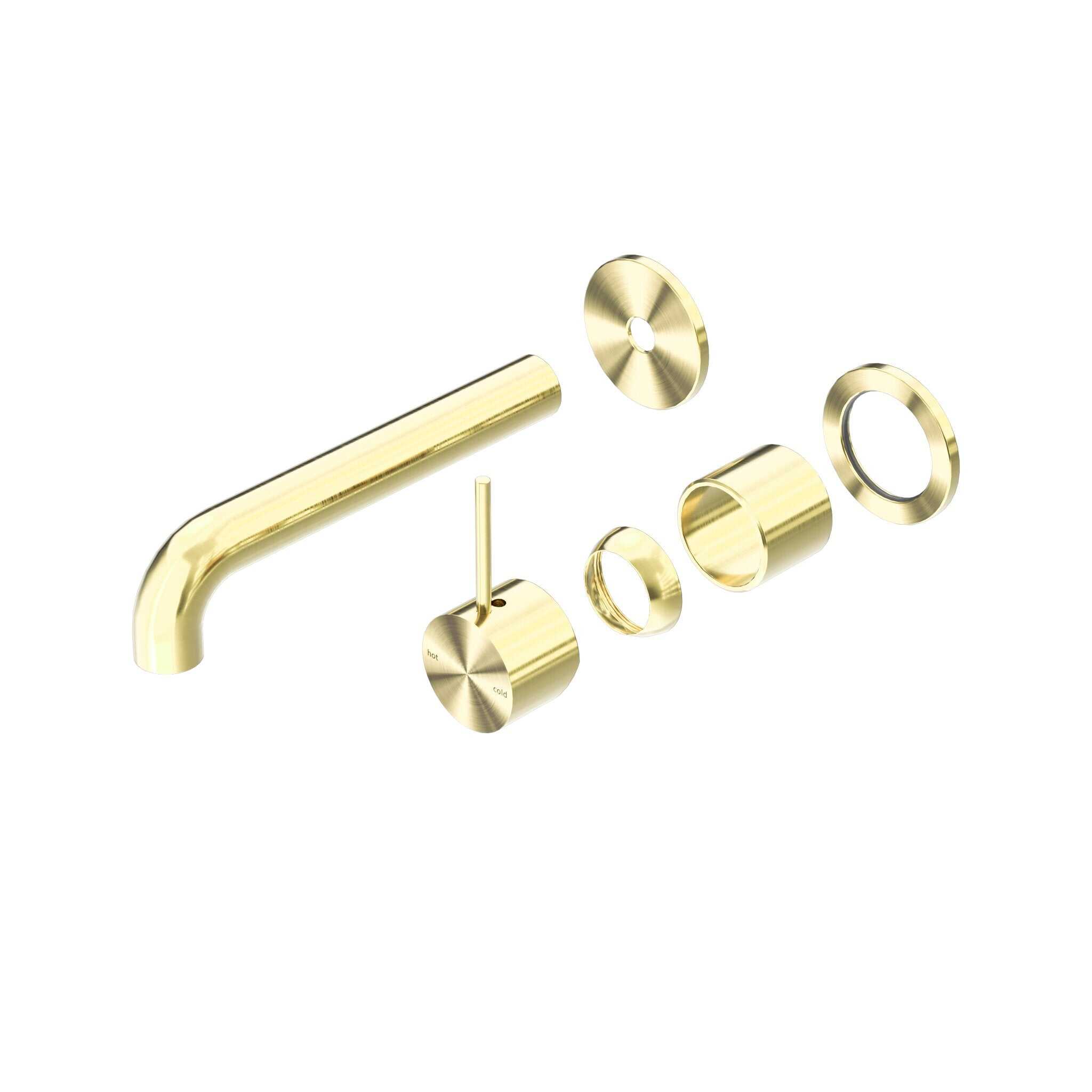 NERO MECCA WALL BASIN/BATH MIXER SEPARETE BACK PLATE HANDLE UP 185MM TRIM KITS ONLY BRUSHED GOLD