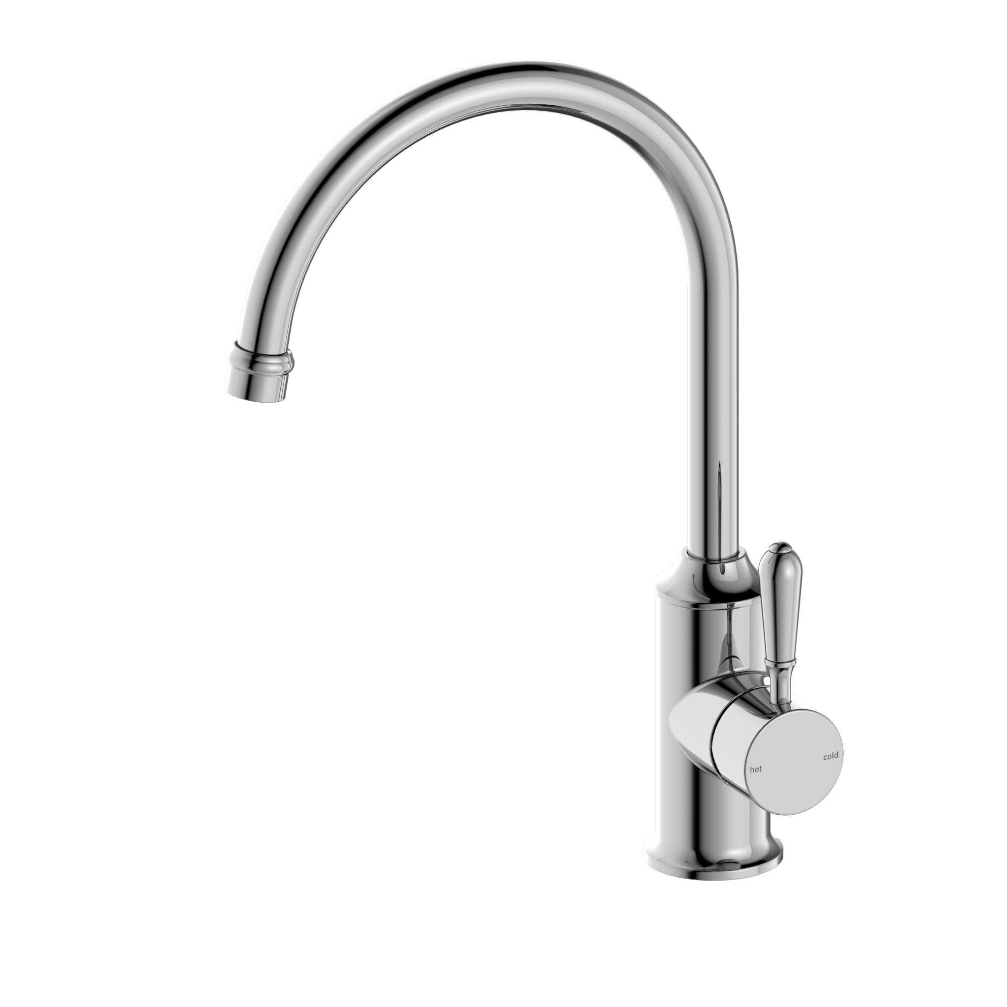 NERO YORK KITCHEN MIXER GOOSNECK SPOUT WITH METAL LEVER CHROME