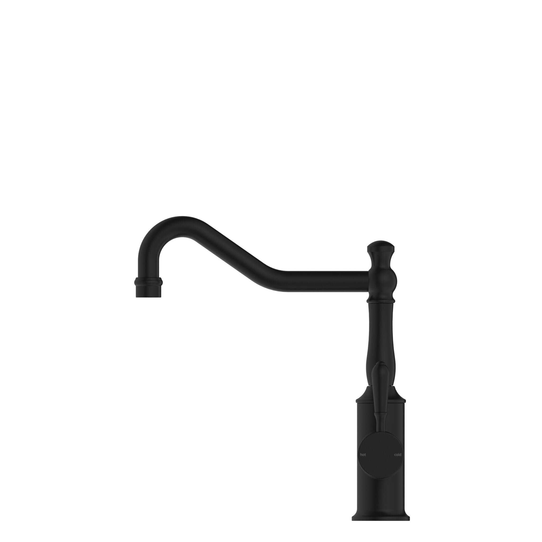 NERO YORK KITCHEN MIXER HOOK SPOUT WITH METAL LEVER MATTE BLACK